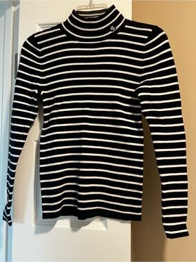 Ralph Lauren Black & White Striped Turtleneck Sweater